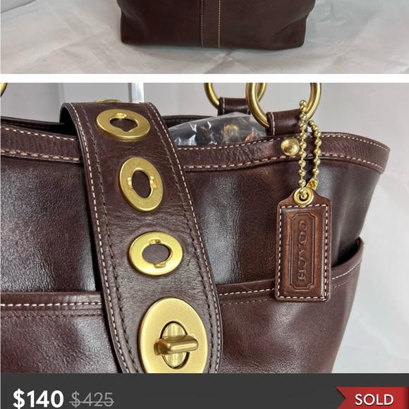 Coach “Lily” Legacy Leather Turn-Lock Tote & Legacy Multi-Stripe Envelope Wallet - Picture 11 of 13